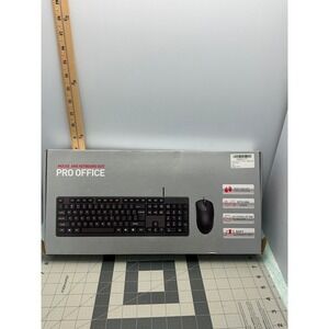 Pro Office Wired Keyboard and Mouse Combo Full Size USB Black Splash Resistant